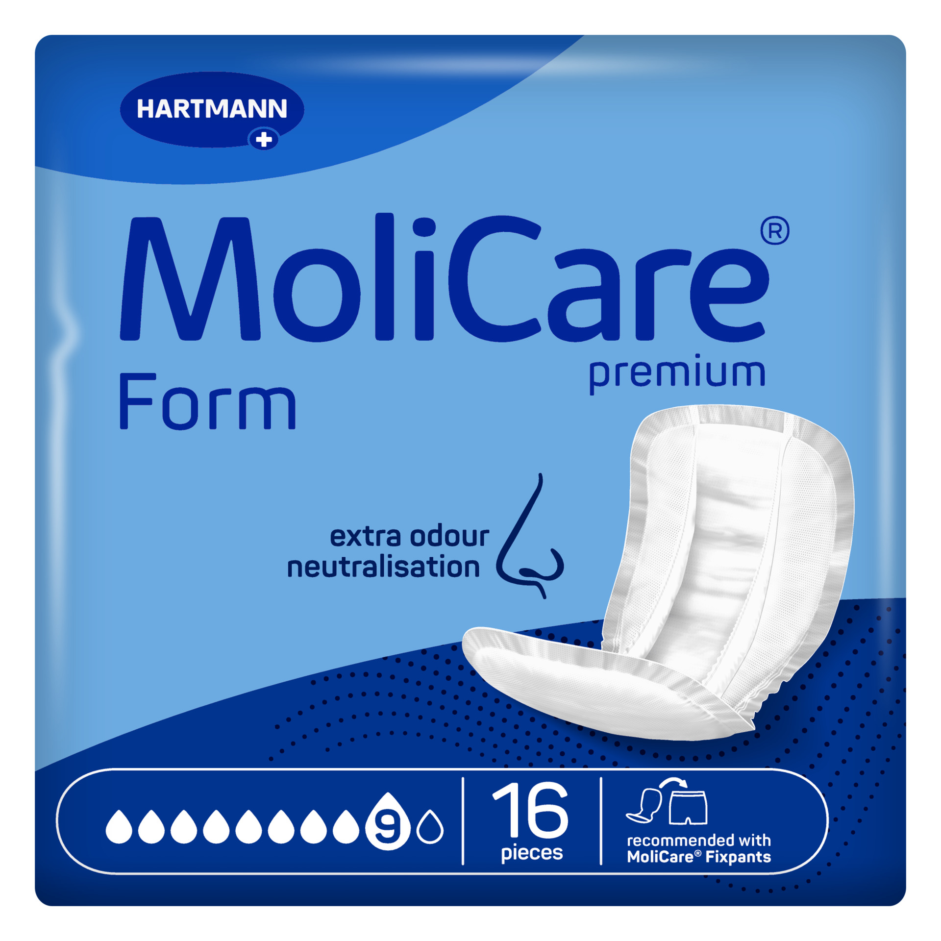 Прокладки анатомічної форми при нетриманні MoliCare® Premium Form 9 крапель 16шт